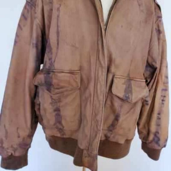 Vintage leather bomber moto COAT M L brown Tan Black cowgirl western equestrian - Picture 8 of 9